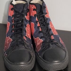 Akatsuki themed high-top Converse shoes.